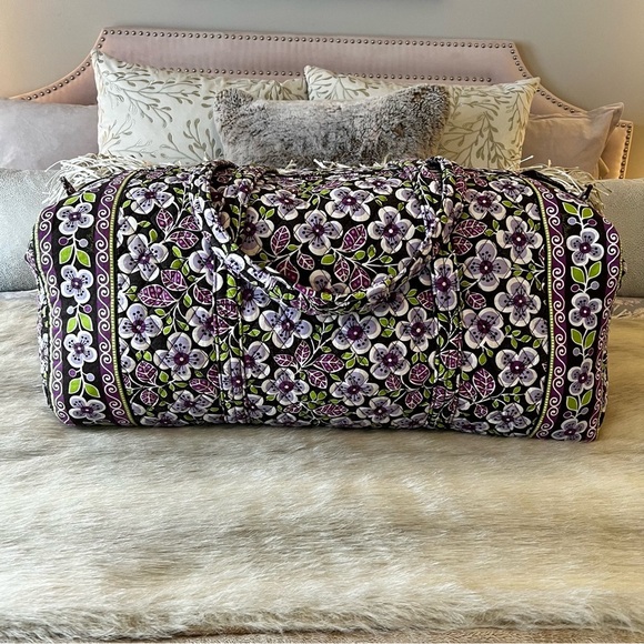 Vera Bradley Handbags - Repaired VERA BRADLEY Plumb Petals XL DUFFLE BAG Padded Straps Purple Floral
